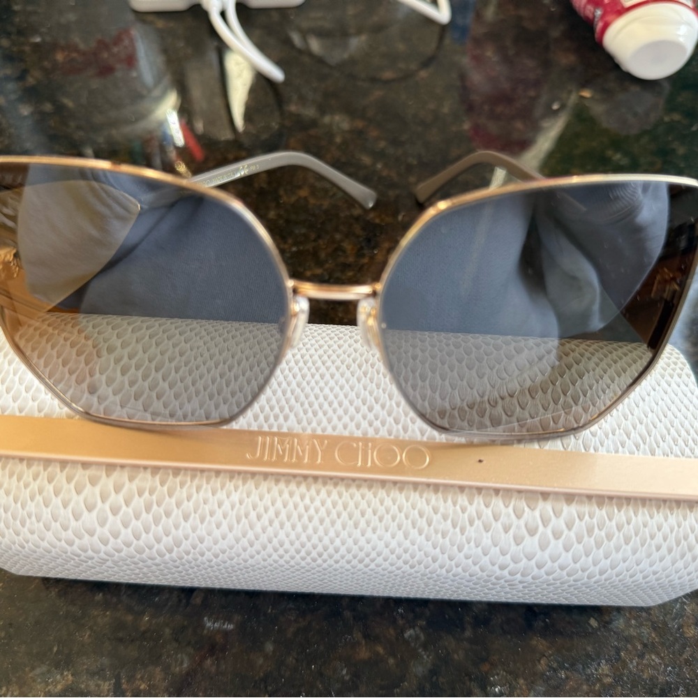 Jimmy Choo Gold Frame Sunglasses with Black Lenses - Picture 4 of 4